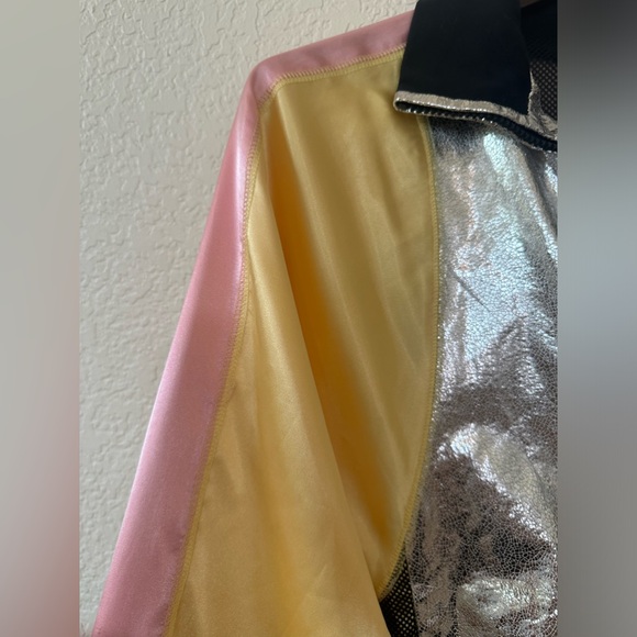 Kira Plastinina Colorful Gorpcore Front Zip Jacket SZ FR 44 US L 10-12 Metallic - Picture 3 of 8